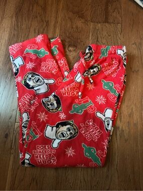 ELF Red Holiday Character Pajama Bottoms with Green and White Accents